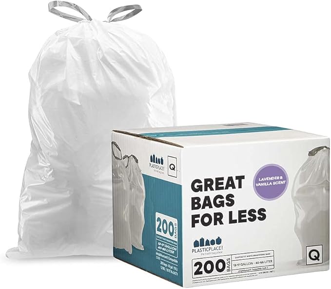 Plasticplace White Drawstring Lavender and Soft Vanilla Scented Garbage Can by Plasticplace