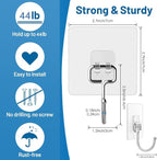 Adhesive Hooks Heavy Duty 44lb, Rustproof Adhesive Hooks - Image 3
