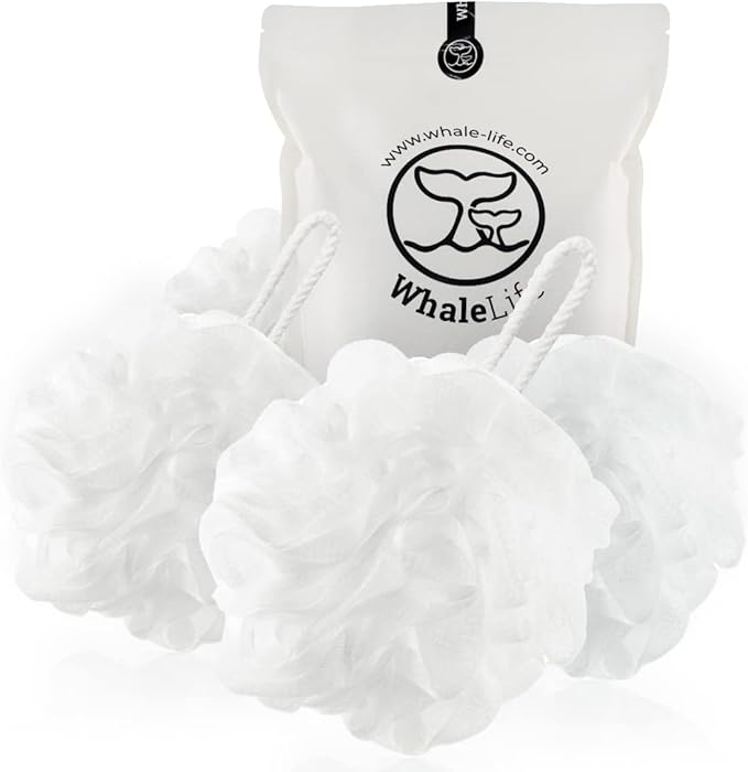 Loofah Sponge Bath Sponge for Women Men 4 Pack by WhaleLife