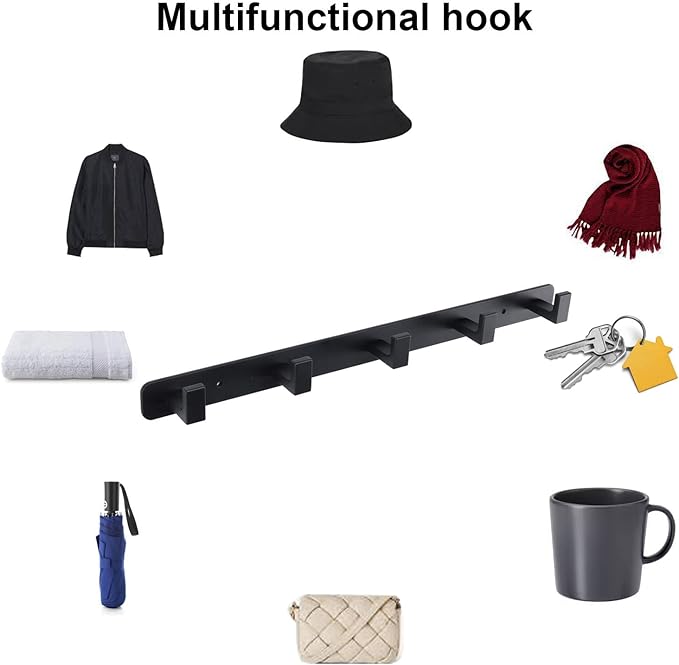 Coat Rack, Heavy Duty Stainless Steel 5 Tri Coat Hook Hanger, Wall Mounted Wall - Image 4