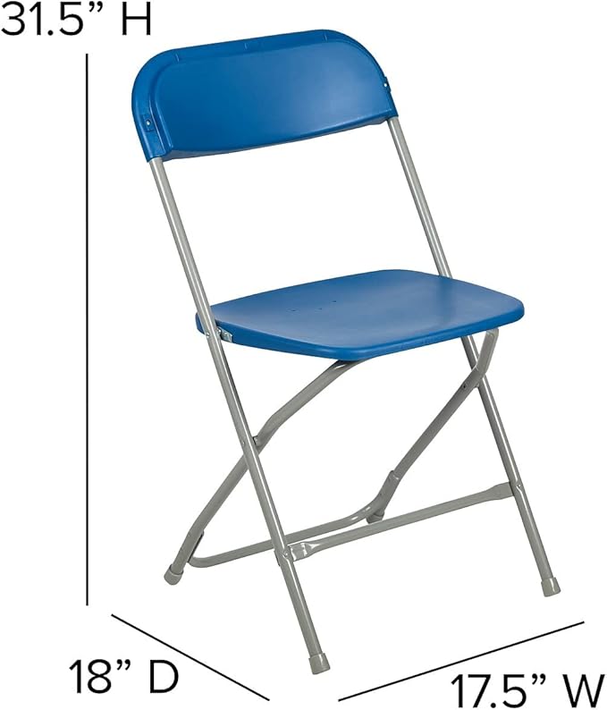 Flash Furniture Hercules™ Series Plastic Folding Chair - Blue - 2 Pack 650LB Weight Capacity Comfortable Event Chair-Lightweight Folding Chair - Image 3