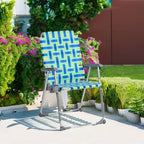 VINGLI Aluminum Patio Lawn Chairs Folding Set of 2 with Detachable Cup Holder, Webbed Beach Chair Folding Chair Outdoor Portable Camping Chair for Yard, Garden Blue alulawnchair - Image 2