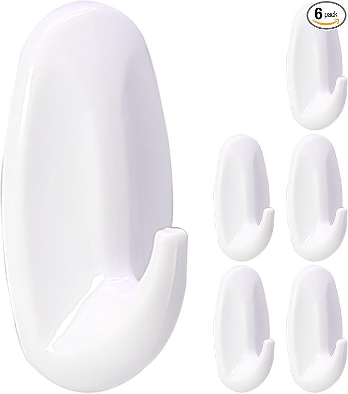 6 Pack Small Utility Hooks, Holds up to 1.5 lb, Damage Free Hanging Hooks by Qjaiune