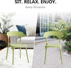 Modern Stackable Dining Chair Set, No Assembly, Plastic Chair, Patio Chair, Suitable for Indoor and Outdoor Cafes and Restaurants, Set of 4 (Pistachio Green) - Image 6