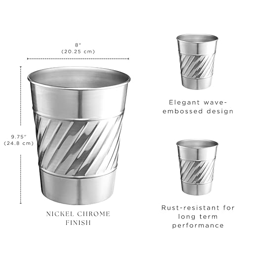 Monarch Abode Metal Bathroom Trash Can – Waste Basket - Image 2
