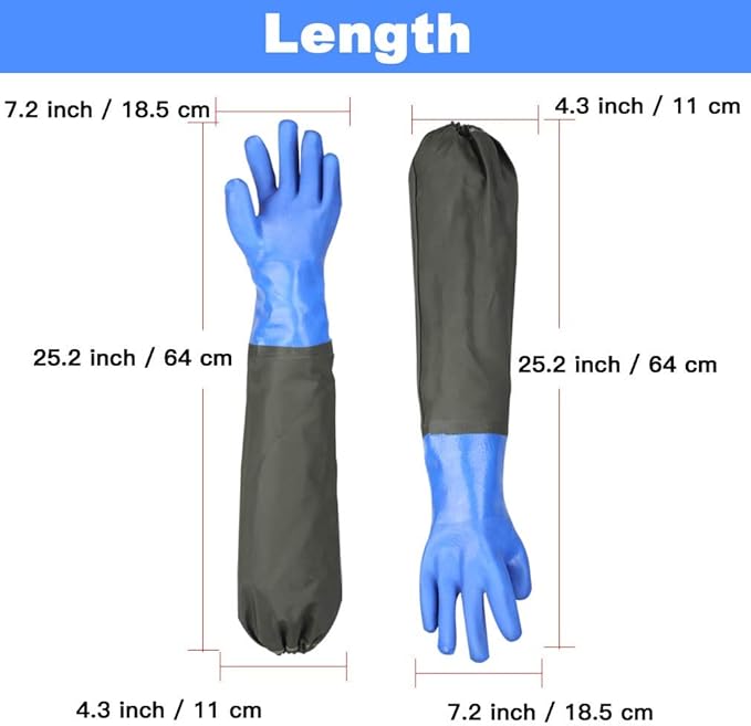 Haiou PVC Chemical Resistant, Long Rubber, Heavy Duty Waterproof Gloves - Image 4