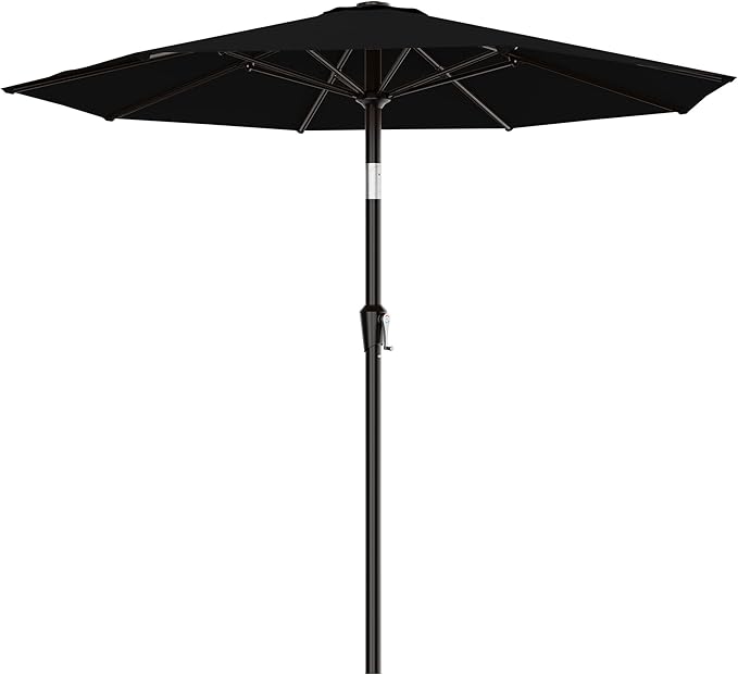 AreShark 9 FT Patio Umbrella for Outdoor, Outdoor Table Umbrella with Push Button Tilt and Crank, Outdoor Patio Umbrellas with 8 Sturdy Ribs for Market, Garden, Pool (Black) by Unknown