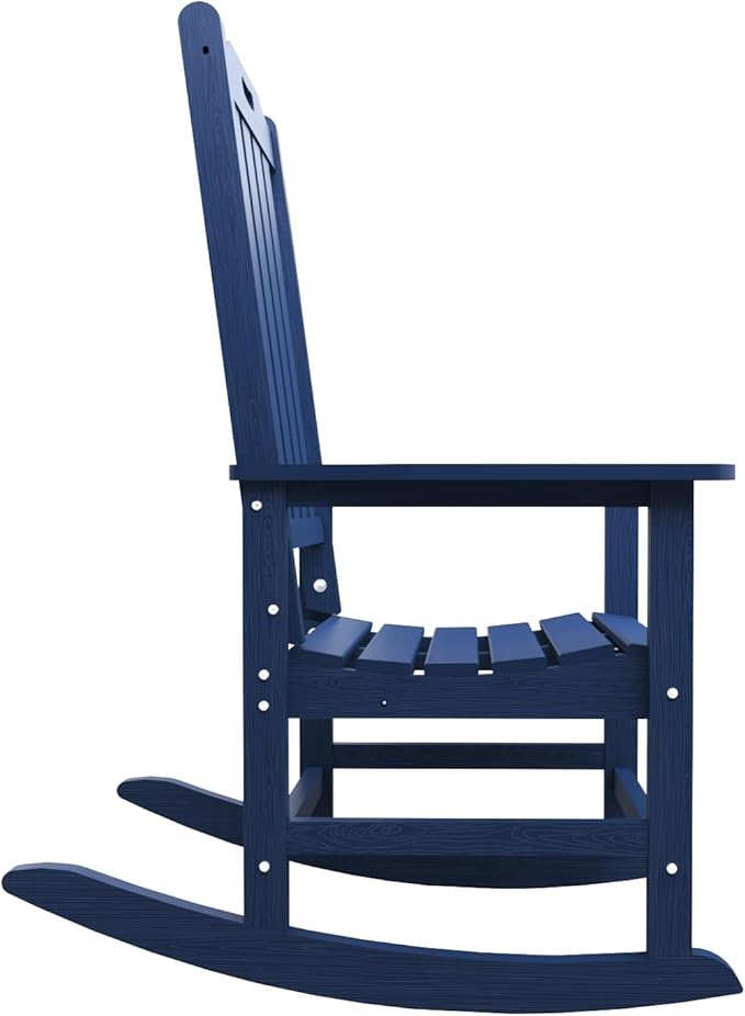 Oversized Rocking Chair Set of 8, Outdoor Rocking Chair for Adults, All Weather Resistant Porch Rocker for Lawn Garden, Navy Blue - Image 5