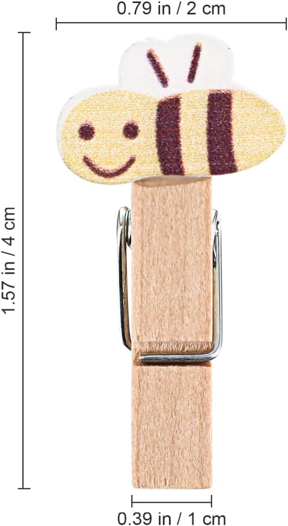 Garneck 40 PCS Wood Clothespin Bee Wooden Food Peg Cartoon Wood Clips - Image 2