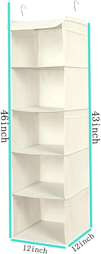 5 Shelves Hanging Closet Organizer, 2 Pack Hanging Storage - Image 3