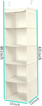 5 Shelves Hanging Closet Organizer, 2 Pack Hanging Storage - Image 3