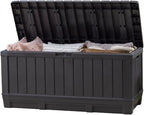 Keter Kentwood 92 Gallon Resin Deck Box-Organization and Storage for Patio Furniture Outdoor Cushions, Throw Pillows, Garden Tools and Pool Floats, Dark Grey by Keter