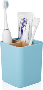 Bamboo Toothbrush Holder for Bathrooms, 3 Slots Toothbrush and Toothpaste by Heagoale