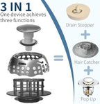 3 in 1 Bathtub Stopper, Bathtub Drain Hair Catcher, Replaces Lift and Turn - Image 2