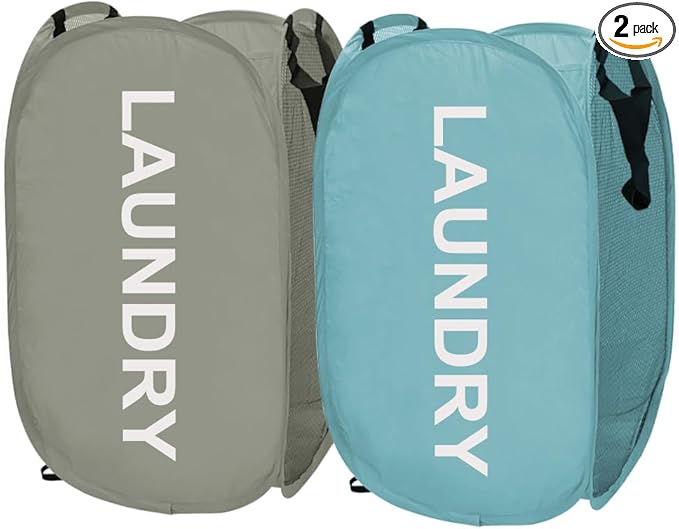 Larpur Pop Up Laundry Baskets, 2 Pack Mesh Laundry Hampers Collapsible Clothes by Larpur