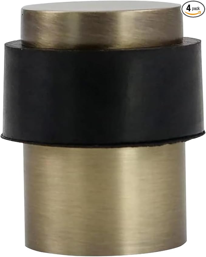 KHTUMEWARE 4 Pack 1-1/2 in Floor Door Stopper, Antique Bronze Brushed Door Stop by khtumeware