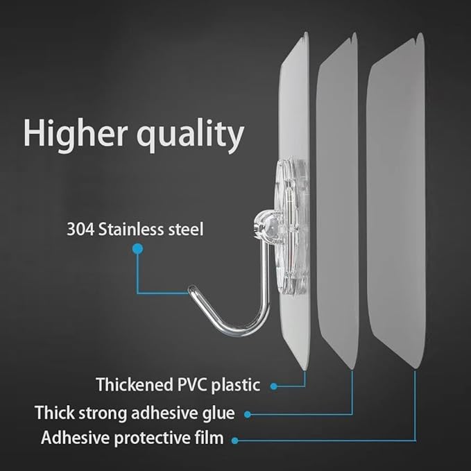 Adhesive Wall Hook, Set Heavy-Duty Thickened self-Adhesive Hook，24Pcs，33lb max - Image 4