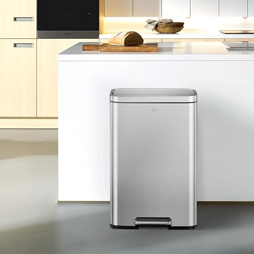 EKO Madison Matte Stainless 50 Liter/13.2 Gallon Step Trash Can w/Inner Liner - Image 7