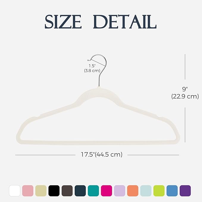 HOUSE DAY Ivory Velvet Hangers 60 Pack, Non Slip Clothes Felt Hanger Heavy Duty - Image 7