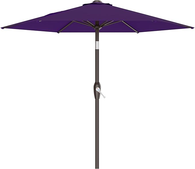 AreShark 7.5FT Patio Umbrella Table Market Umbrella with 6 Sturdy Ribs, Button Tilt/Crank, Heavy-Duty Outdoor Umbrellas for Pool, Deck, Garden and Backyard, Purple by Unknown