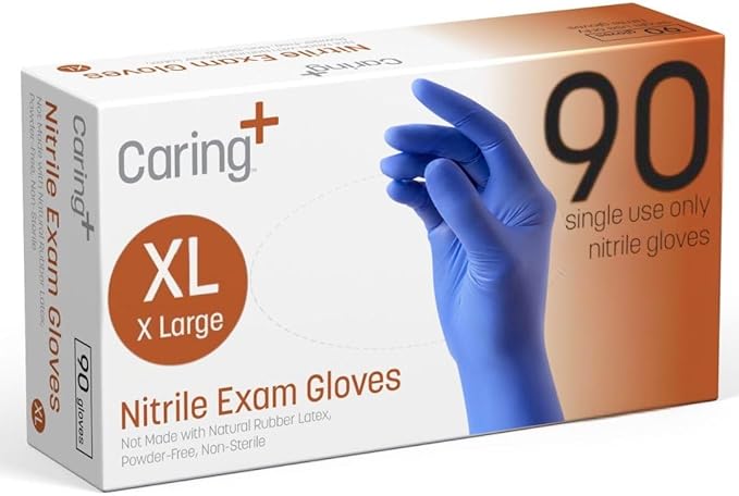 Caring Nitrile Exam Gloves, Powder-Free, Disposable Gloves by Caring