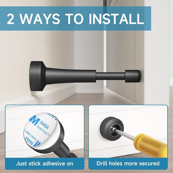2PCS Matte Black Door Stoppers for Wall - Image 4