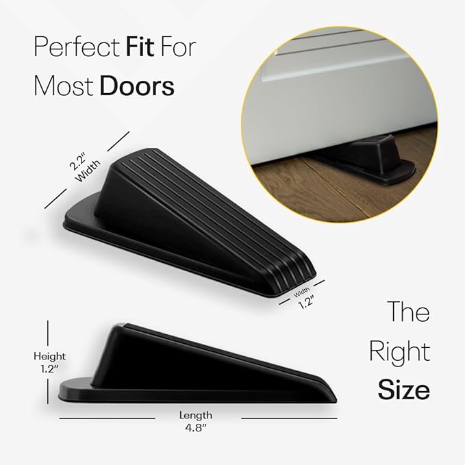 Door Stoppers for Bottom of Door – Rubber Door Stopper Wedge – Pack of 2 – Door - Image 2