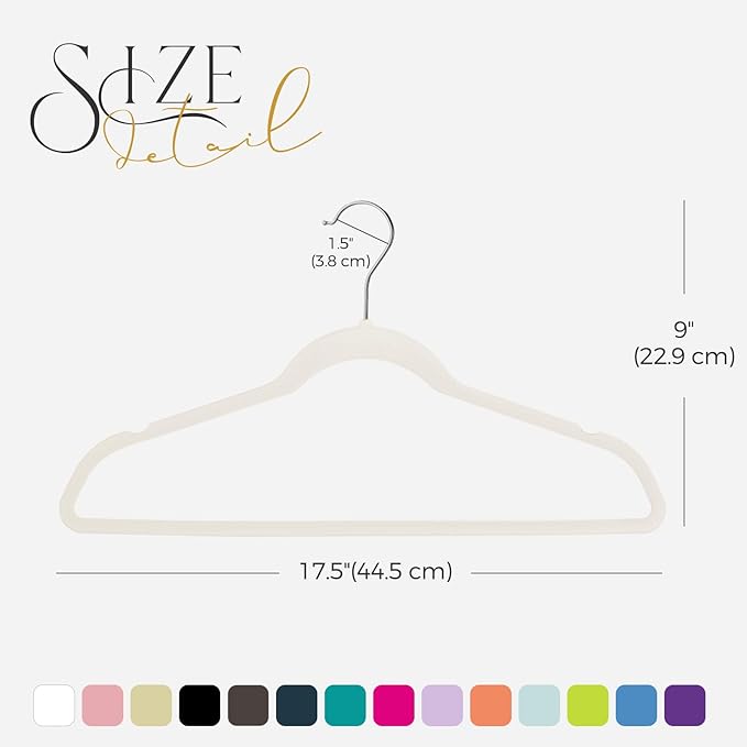 HOUSE DAY Premium Velvet Hangers 100 Pack, Non-Slip Clothes Hangers Ivory - Image 7