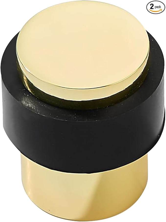 KHTUMEWARE 2 Pack 1-1/2 in Floor Door Stopper, Polished Brass Door Stop by khtumeware