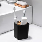 Bamboo Toothbrush Holder for Bathrooms, 3 Slots Toothbrush and Toothpaste - Image 3