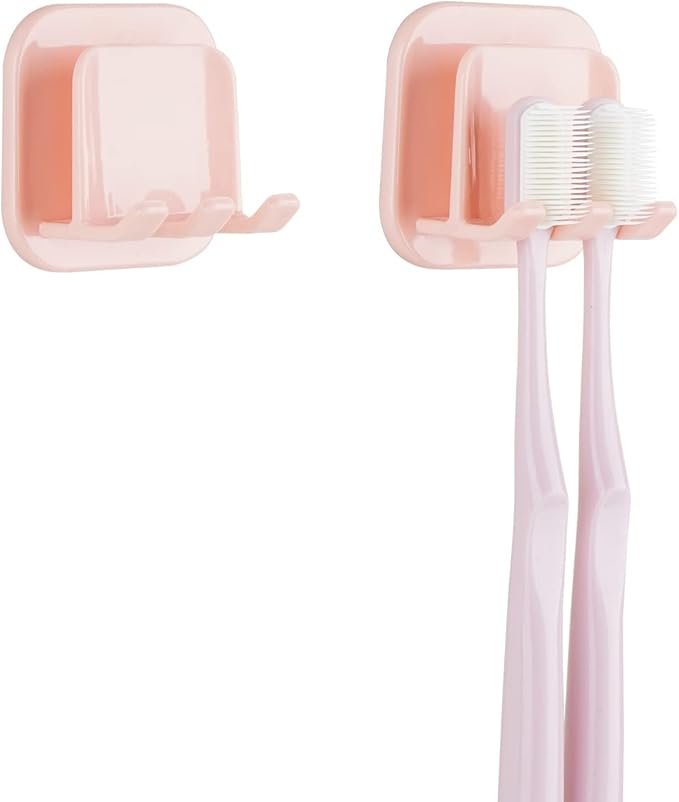 2 PCS Self-Adhesive Toothbrush Holders Wall Mounted, Water Proof Toothbrush Hook by LUEXBOX