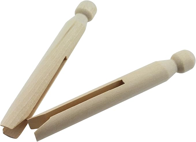 TAODAN 16PCS 11CM/4.3Inch Round Old Traditional Wooden Clothespin Wooden - Image 3
