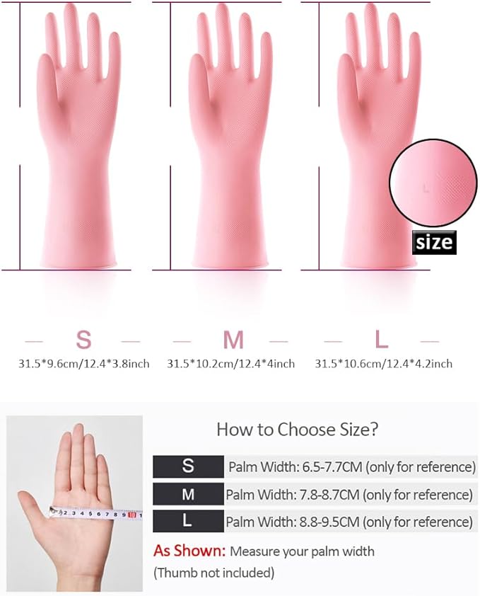 Alimat PluS 3 Colors Rubber Dishwashing Gloves Without Liner, Reusable Cleaning - Image 2