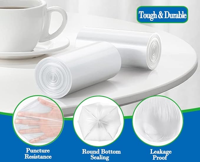 1 Gallon 140 pcs Small Clear Trash Bags, Strong 0.8 Gallon 1 Gallon 1.2 Gallon - Image 5