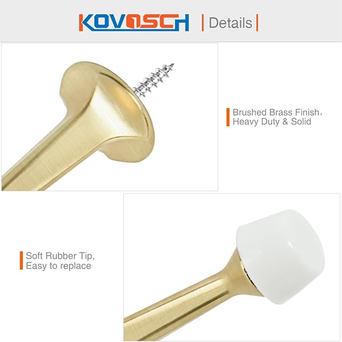 2 Pack Gold Solid Rigid Door Stops - Image 4