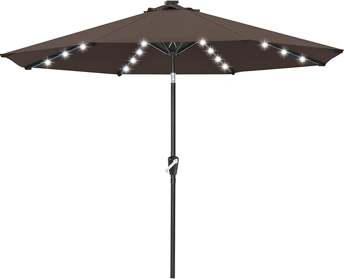 ABCCANOPY 10FT Durable Solar Led Patio Umbrellas with 32LED Lights (Brown) by ABCCANOPY