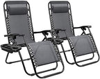 Homall Zero Gravity Chair - Patio Folding Lawn Lounge Chairs Outdoor Gravity Reclining Lounge Chair with Pillows for Poolside Backyard and Beach Set of 2 (Gray) by Homall
