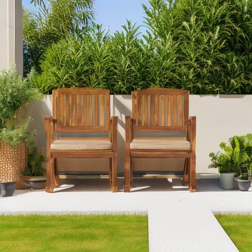 Christopher Knight Home Selma Acacia Rocking Chairs with Cushions, 2-Pcs Set, Teak Finish - Image 6