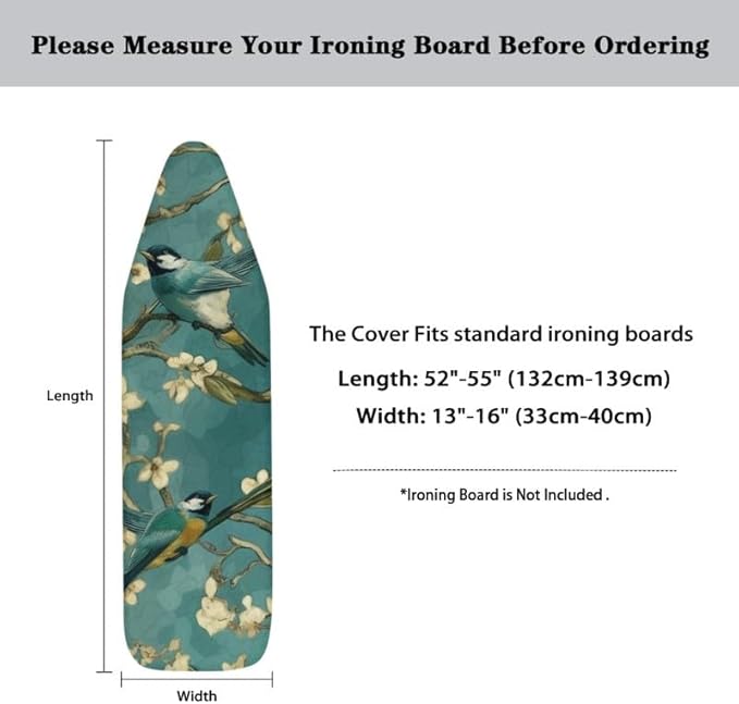 Almond Blossom Sparrow Steam Ironing Board Replacement Cover Retro Watercolor - Image 6