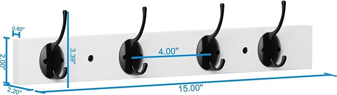 Coat Hooks Wall Mounted, Wooden Hat Rack - Image 6