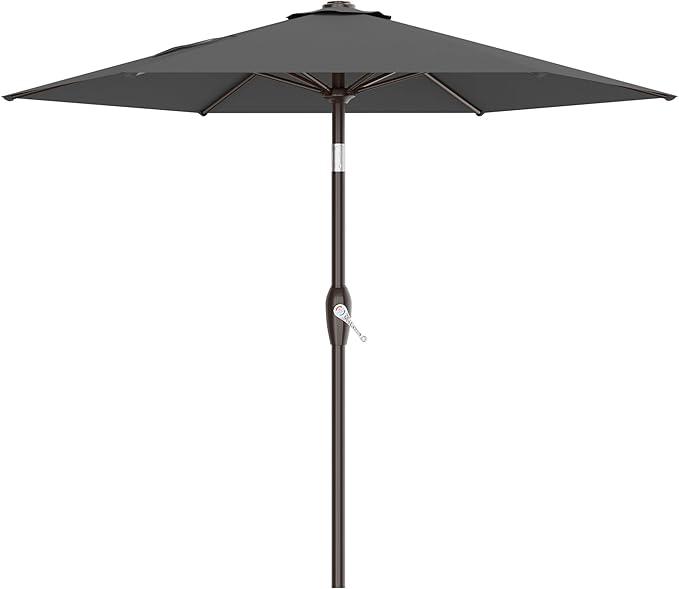AreShark 7.5FT Patio Umbrella Table Market Umbrella with 6 Sturdy Ribs, Button Tilt/Crank, Heavy-Duty Outdoor Umbrellas for Pool, Deck, Garden and Backyard, Gray by Unknown