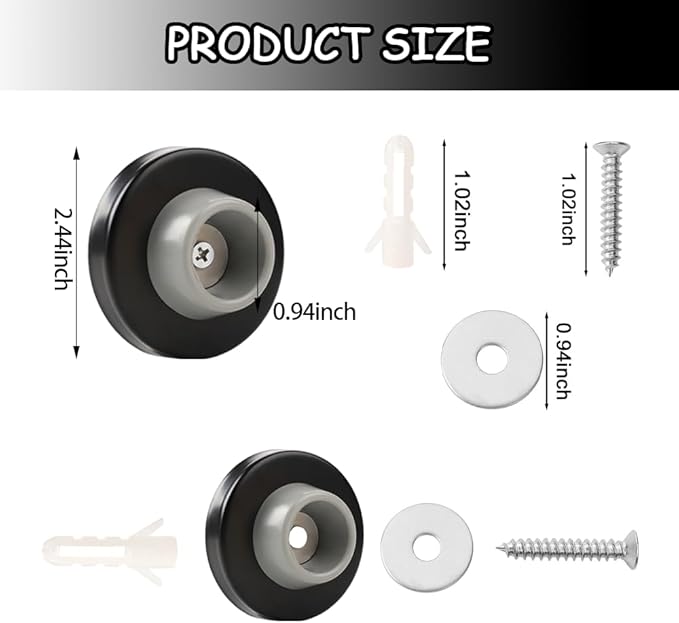 6pcs Concave Wall Door Bumper Stop Rubber Wall Mount Door stoppers Silver - Image 4