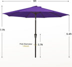 MEWAY 9ft Patio Umbrella Outdoor Table Umbrellas with Push Button Tilt and Crank, Market Umbrella 8 Sturdy Ribs for Deck, Garden, Pool and Backyard, Dark Purple - Image 7