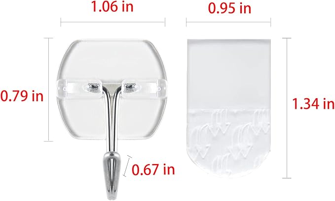 20 Hooks-25 Removable Strips, Small Clear Wire Hooks Value Pack, Damage Free - Image 2