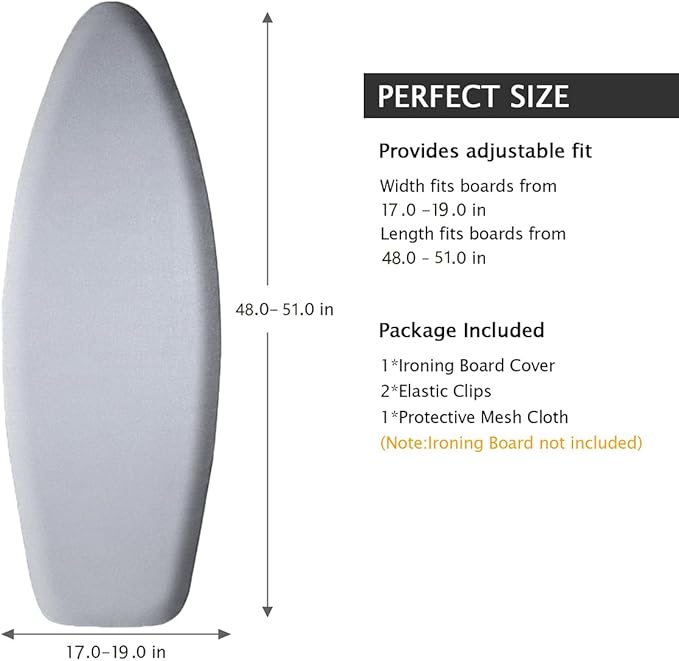 SheeChung Ironing Board Cover and Pad 19x51, Thick Cotton Cover, Scorch and - Image 2