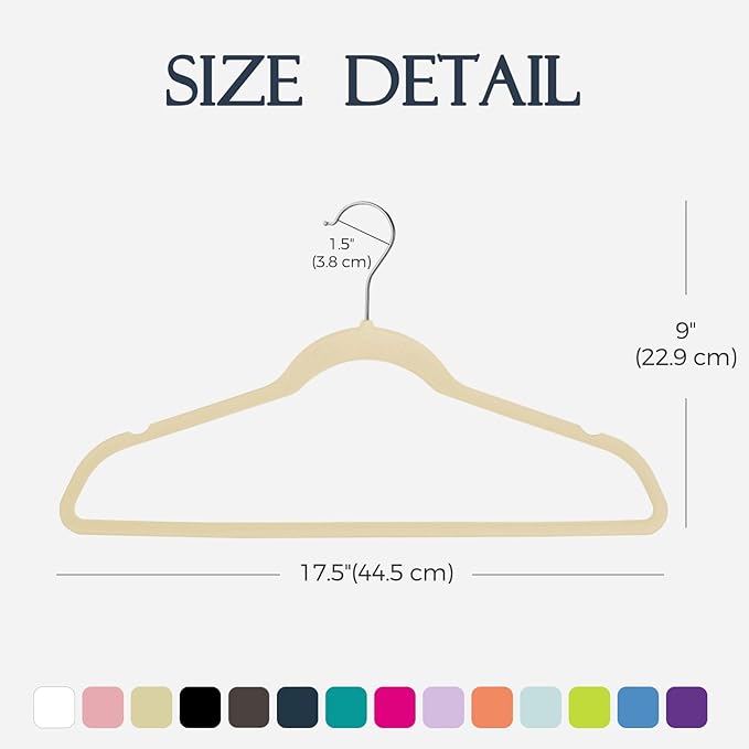 HOUSE DAY Beige Velvet Hangers 60 Pack, Non Slip Clothes Felt Hanger Heavy Duty - Image 7