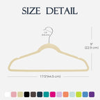 HOUSE DAY Beige Velvet Hangers 60 Pack, Non Slip Clothes Felt Hanger Heavy Duty - Image 7