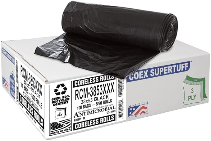 Aluf Plastics 44 Gallon 2 MIL Black Heavy Duty Trash Bags - Image 9