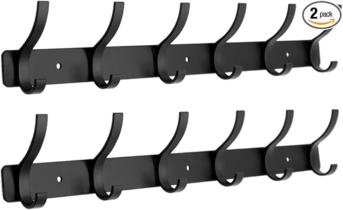 Coat Rack Wall Mounted, 6 Coat Hooks by ZGELIN
