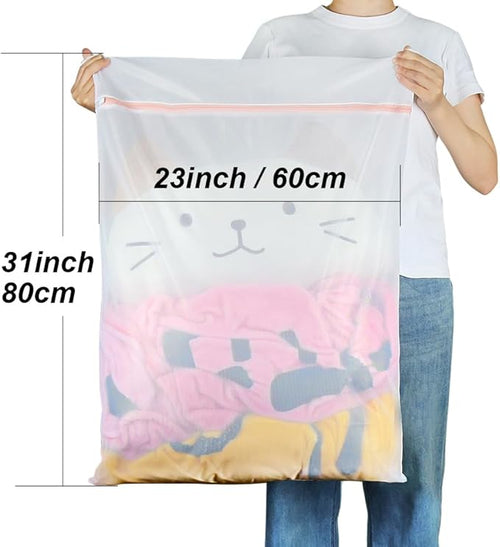2 Pack Delicates Bag for Washing Machine, 31 x 23 inch Oversize Fine Mesh - Image 2